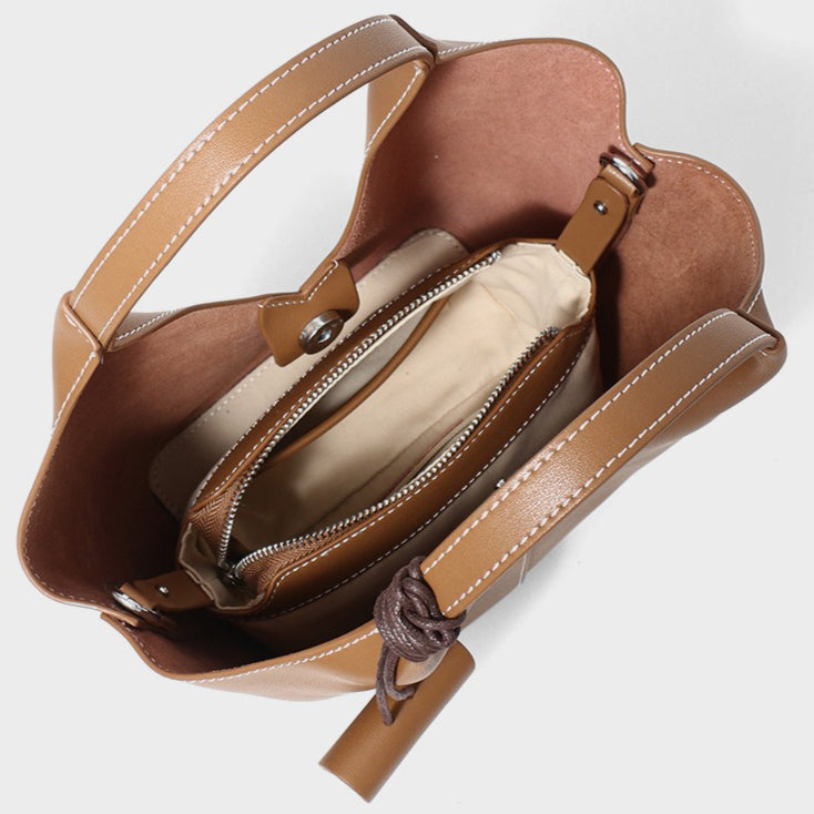 The Artisan Weave Genuine Leather Hobo Tote Bag with Detachable Strap