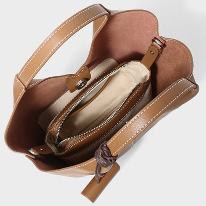 The Artisan Weave Genuine Leather Hobo Tote Bag with Detachable Strap
