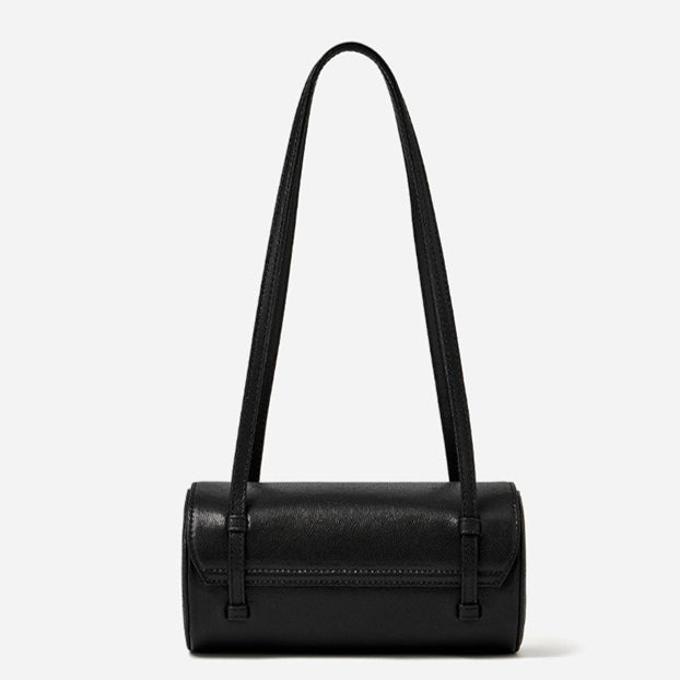 Nostalgic Caviar Genuine Leather Baguette Tube Clutch Bag