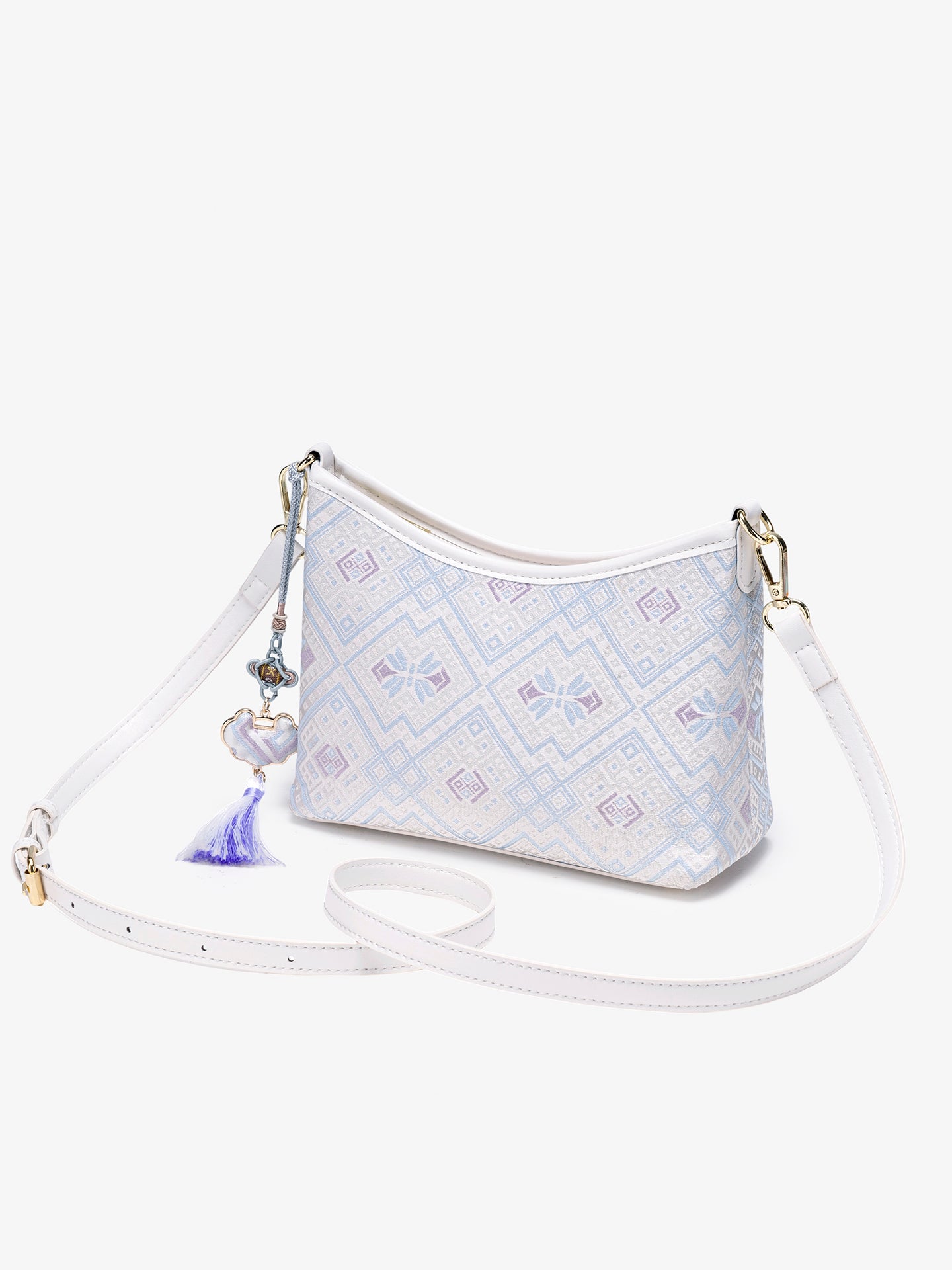 Graceful Geometric Vegan Eco-Leather Clutch Bag with Tassel Charm