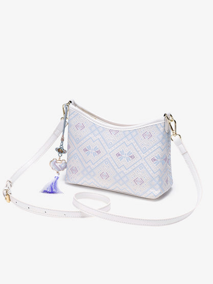 Graceful Geometric Vegan Eco-Leather Clutch Bag with Tassel Charm