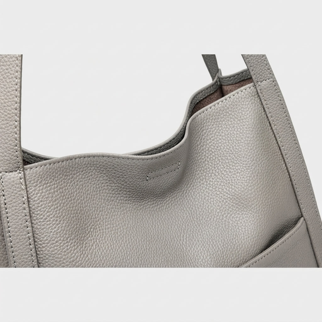 Supple Genuine Leather Spacious Tote Clutch Bag