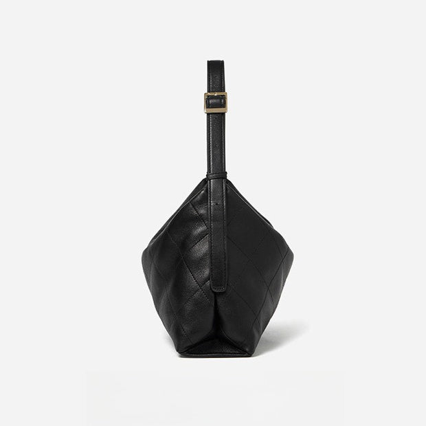 Elegant Quilted Sheepskin Leather Hobo Clutch Bag