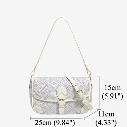 Vintage Jacquard Embroidery Vegan Eco-Leather Flap Clutch Bag