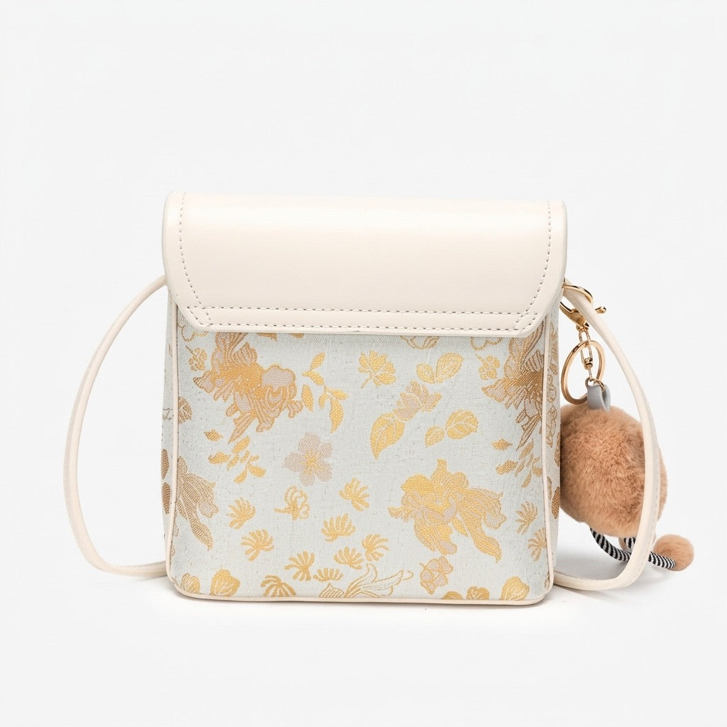 Exquisite Embroidered Vegan Eco-Leather Compact Flap Clutch Bag