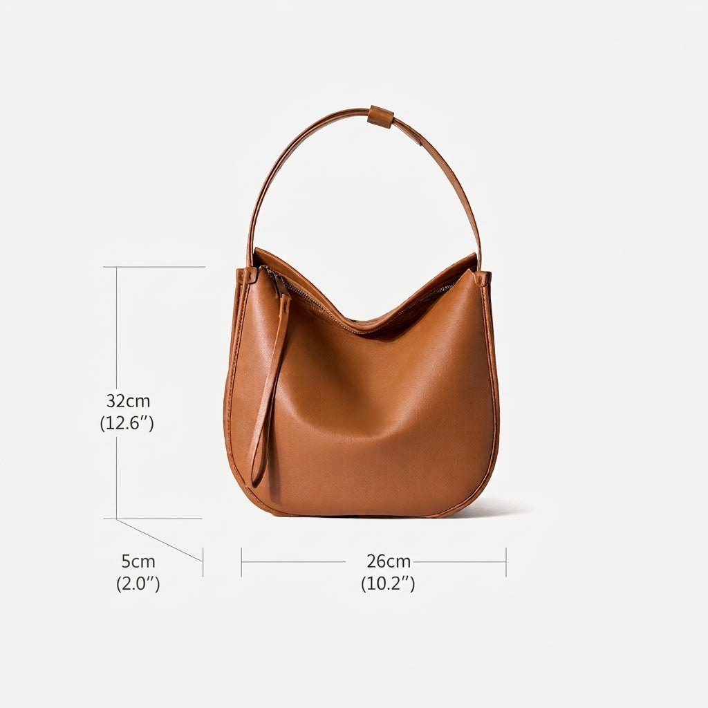 Borsa Tote Morbida in Vera Pelle da Donna in Stile Lazy Chic con Grande Capacità