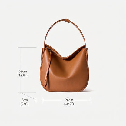 Borsa Tote Morbida in Vera Pelle da Donna in Stile Lazy Chic con Grande Capacità