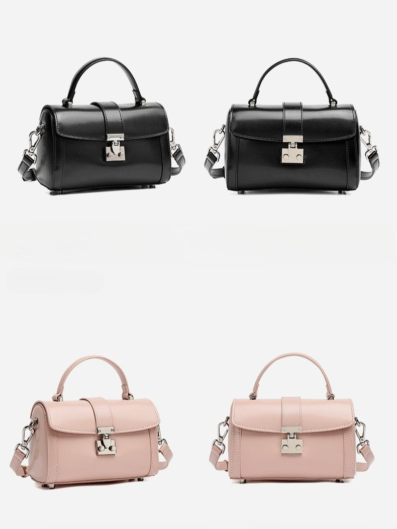 Chic Genuine Leather Cylinder Box Clutch Bag