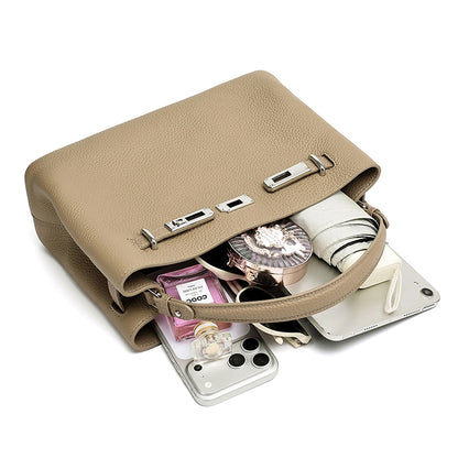 Sleek Genuine Leather Satchel Clutch Bag