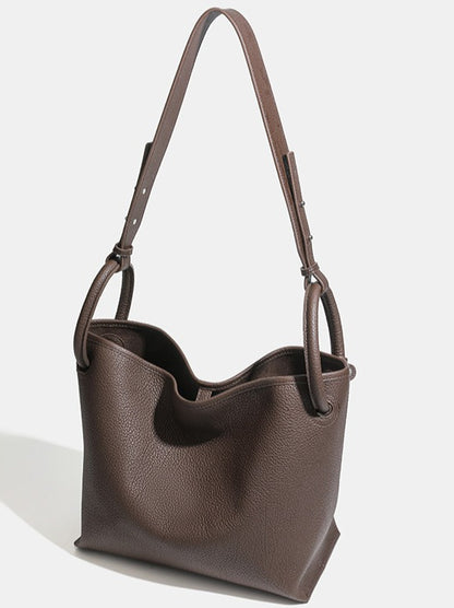 Timeless Large Capacity Soft Genuine Leather Bucket Shoulder Bag