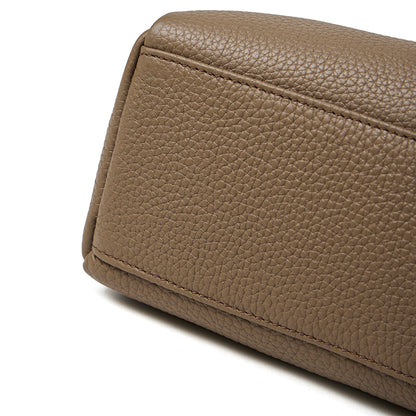 Nonchalant Lychee-Grain Genuine Leather Crossbody Hobo Bag