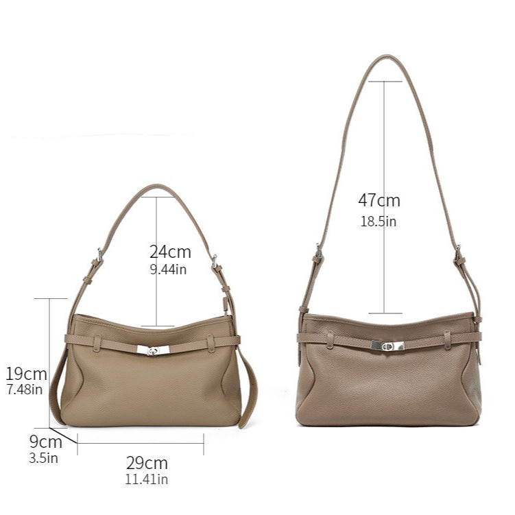 The Parisian Slouchy Genuine Leather Bag - Belted Pebble Leather Hobo