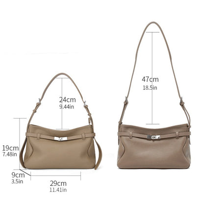 The Parisian Slouchy Genuine Leather Bag - Belted Pebble Leather Hobo