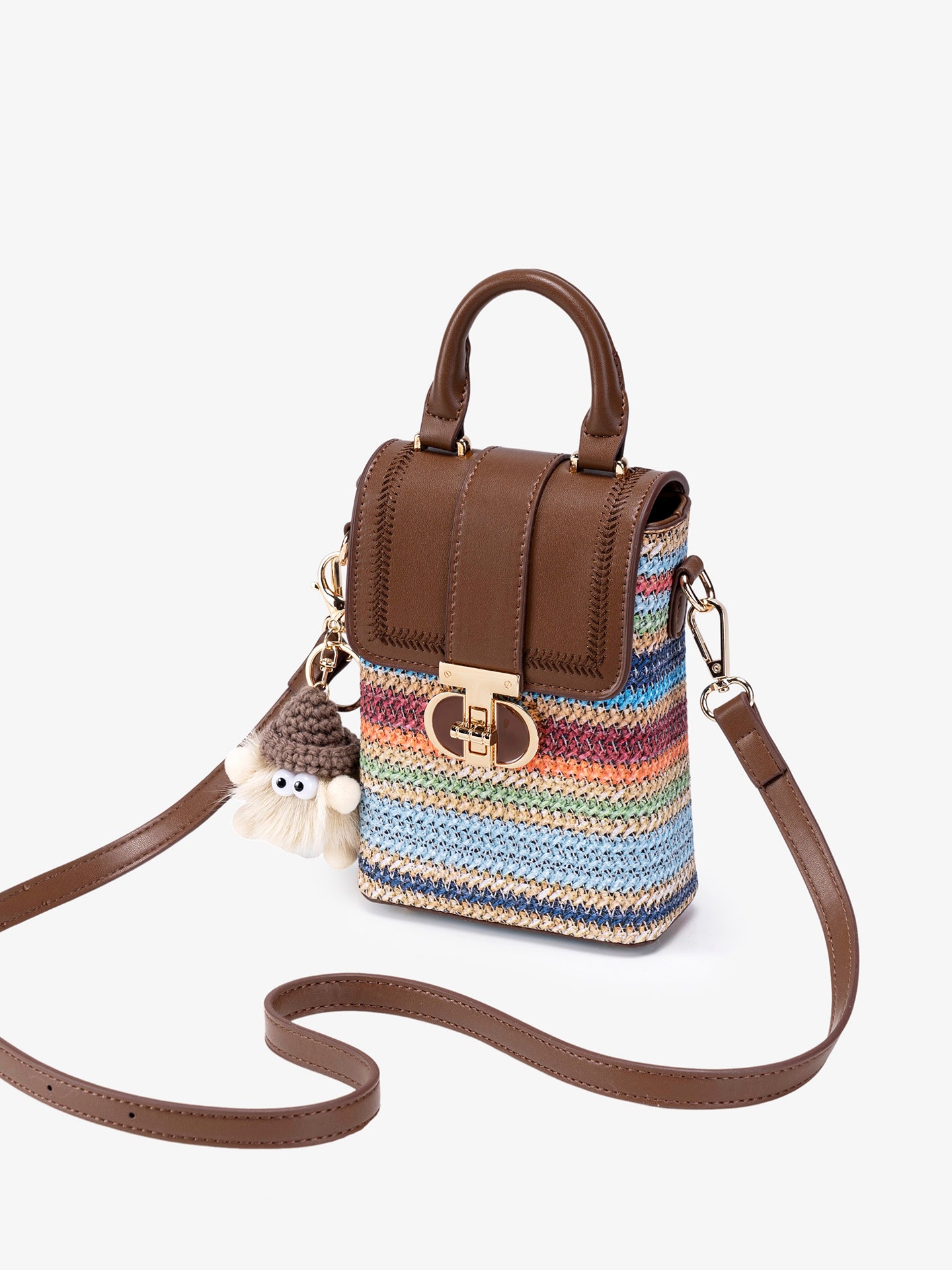 Artisan Multicolored Woven Vegan Eco-leather Mini Clutch Phone Bag