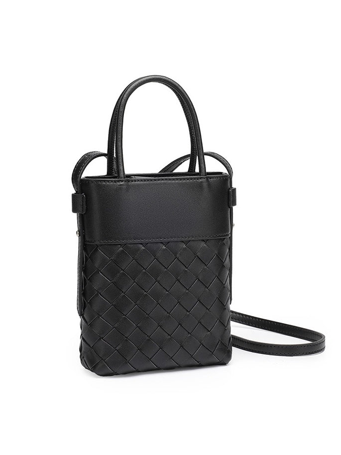 Artisan Woven Genuine Lambskin Leather Mini Clutch Bag