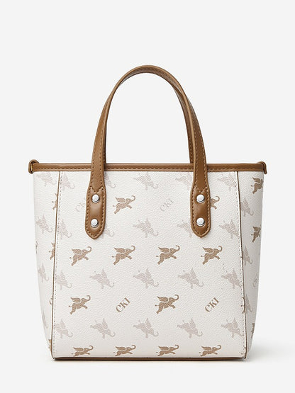 Retro Monogram Flying Elephant Versatile Tote Crossbody Handbag with Charm