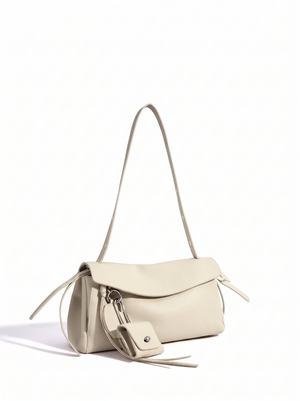 Mellow Pebbled Genuine Leather Flap Clutch Bag with Coin Pouch