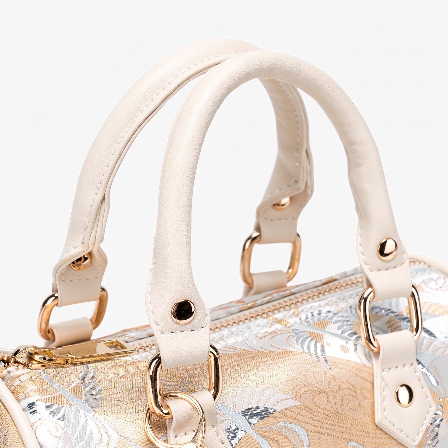 Delicate Crane Vegan Eco‑Leather Barrel Clutch Bag with Playful Charm