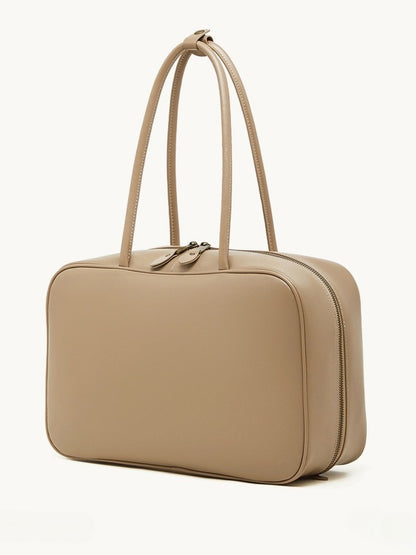 Women's Large Smooth Genuine Leather Bag - Versatile 2-Way Carry Office Work Tote