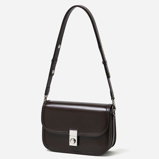 Vintage Sleek Plain Cowhide Genuine Leather Shoulder Messenger Bag