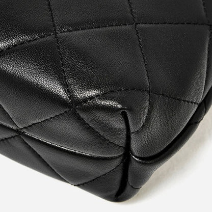 Classic Quilted Sheepskin Genuine Leather Chain Mini Tote Clutch Bag