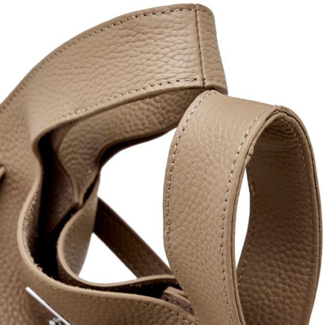 Classic Genuine Leather Chic Daily Crossbody Bucket Bag
