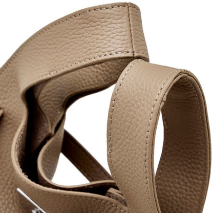 Classic Genuine Leather Chic Daily Crossbody Bucket Bag