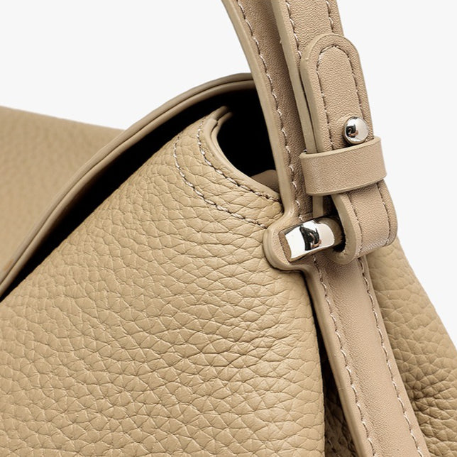 Slouchy Pebbled Genuine Leather Pillow Flip Clutch Bag