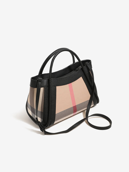 Classic Plaid Vegan Eco-Leather Tote Clutch Bag