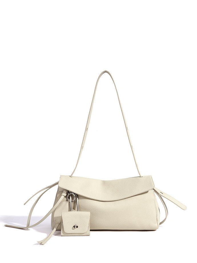 Mellow Pebbled Genuine Leather Flap Clutch Bag with Coin Pouch
