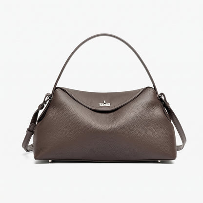 Slouchy Pebbled Genuine Leather Pillow Flip Clutch Bag