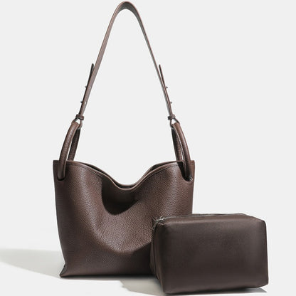 Timeless Large Capacity Soft Genuine Leather Bucket Shoulder Bag