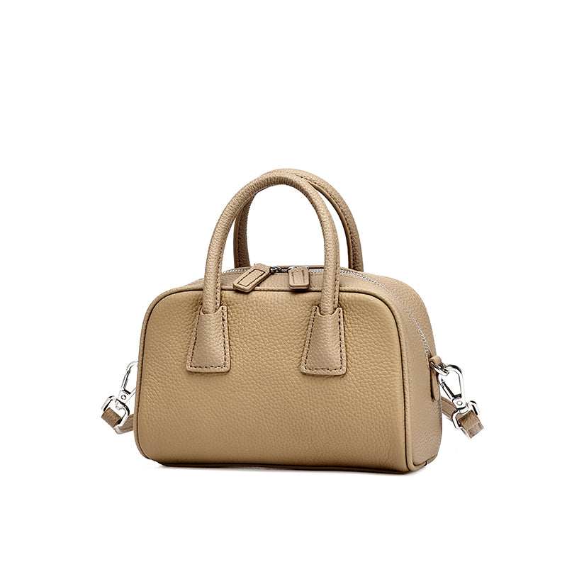 Mini borsa Boston pochette imbottita in vera pelle martellata