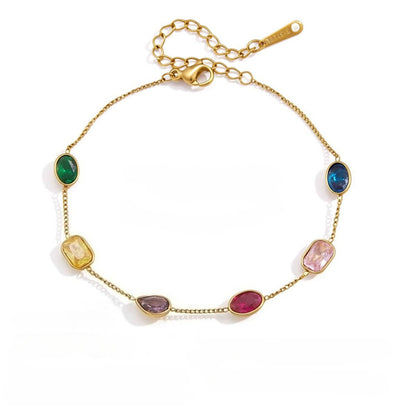 Chromatic Gradient Geometric Luminary Stacking Bracelet