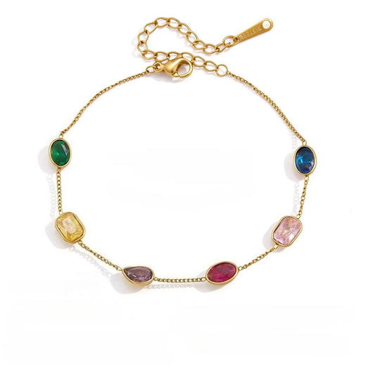Chromatic Gradient Geometric Luminary Stacking Bracelet