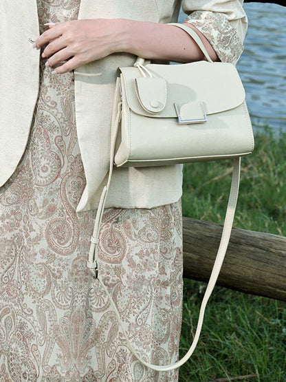 Chic Genuine Leather Square Flap Clutch Bag