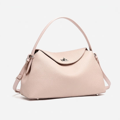 Slouchy Pebbled Genuine Leather Pillow Flip Clutch Bag