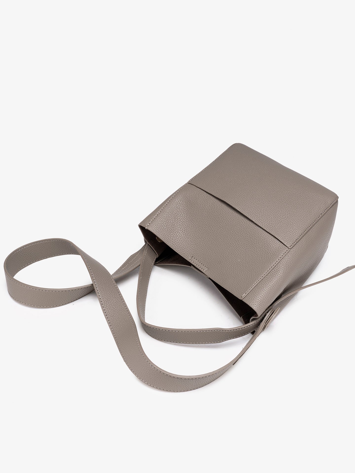 Supple Pebbled Vegan Eco-Leather Bucket Clutch Bag