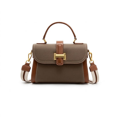 Borsa a tracolla strutturata con manico superiore in pelle minimalista di lusso da donna