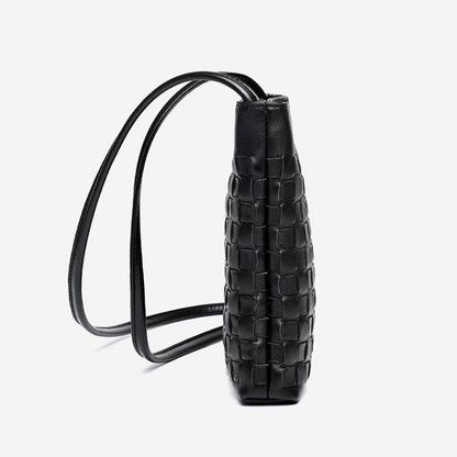 Mellow Sheepskin Leather Mini Woven Phone Clutch Bag