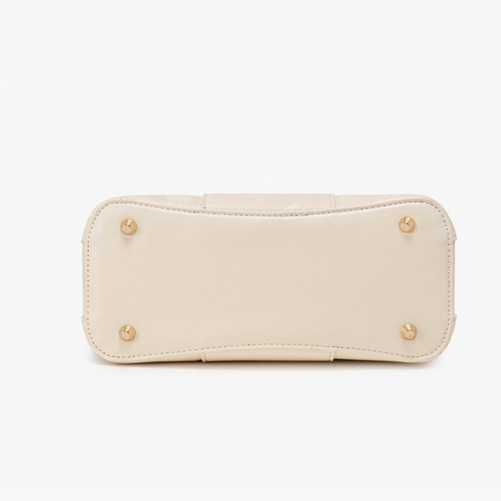 Delicate Vegan Eco-Leather Tote Clutch Bag with Silk Scarf Charm