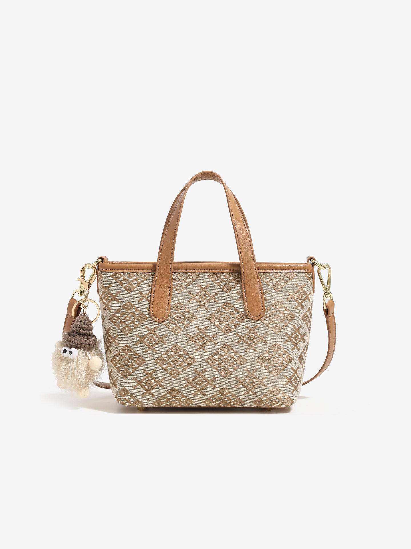 Ornate Monogram Vegan Eco-Leather Mini Tote Clutch Bag