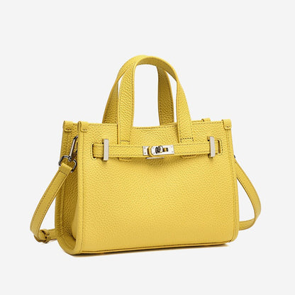 Minimalist Pebbled Genuine Leather Kelly Clutch Bag with Metal Turn Lock