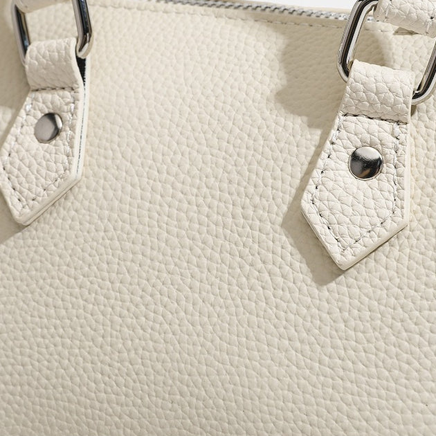 Retro Luxury Pebbled Genuine Leather Boston Clutch Bag