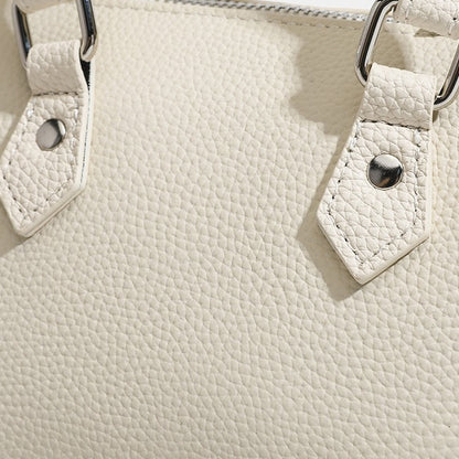 Retro Luxury Pebbled Genuine Leather Boston Clutch Bag