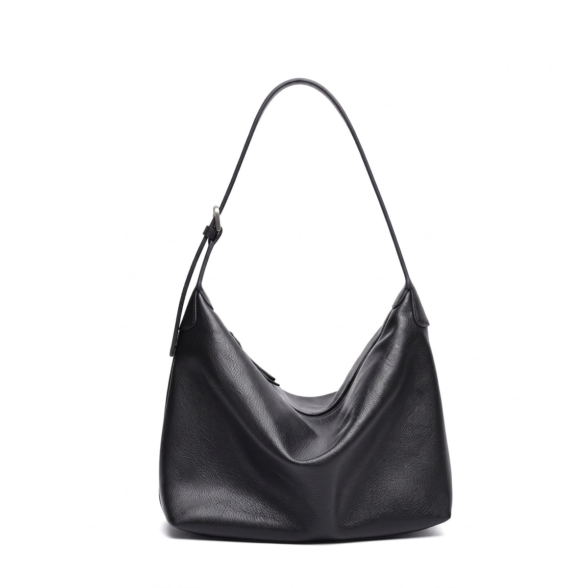 Supple Slouchy Genuine Leather Crescent Hobo Clutch Bag