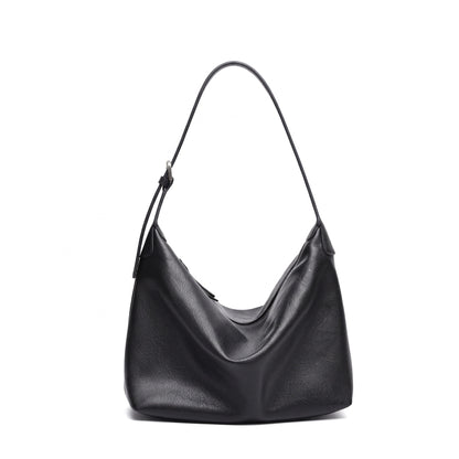 Supple Slouchy Genuine Leather Crescent Hobo Clutch Bag