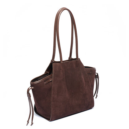 Vintage Slouchy Suede Genuine Leather Tote Clutch Bag