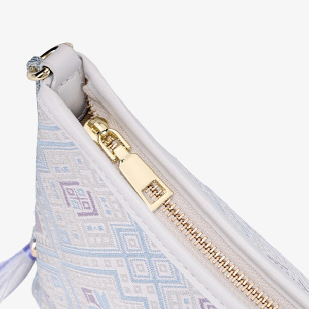 Graceful Geometric Vegan Eco-Leather Clutch Bag with Tassel Charm