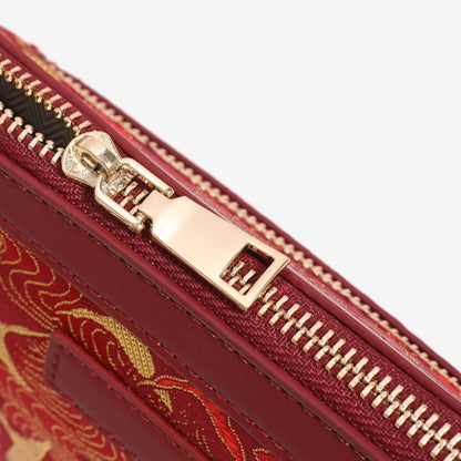 Radiant Oriental Crane Pattern Vegan Eco-Leather Clutch Bag